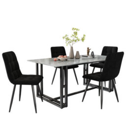 Matteo Elegant Velvet Dining Chairs With Metal Frame, 4-Piece Set, Black - thumbnail 3