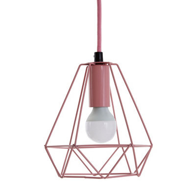 Orsina Pink Metal Wire Pendant Light With Cage Shade, Thin Wire Hanging Light For Ceiling, Decorative Pendant Light - image 1