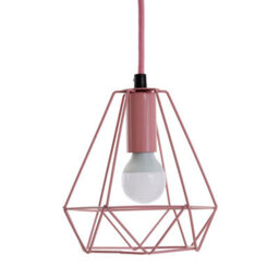 Orsina Pink Metal Wire Pendant Light With Cage Shade, Thin Wire Hanging Light For Ceiling, Decorative Pendant Light