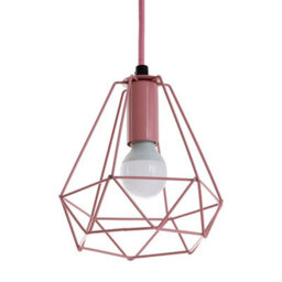 Orsina Pink Metal Wire Pendant Light With Cage Shade, Thin Wire Hanging Light For Ceiling, Decorative Pendant Light - thumbnail 3
