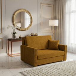 Viva Bis Ii Premium Upholstered Sofa Bed For Living Room Chipboard Frame Foam Wave Spring 133X85X98Cm Mustard - thumbnail 1