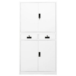 Berkfield Office Cabinet White 90X40X180 Cm Steel - thumbnail 2