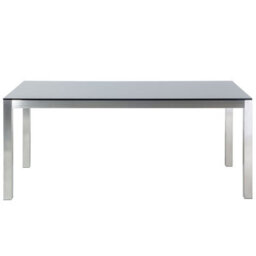 Beliani Garden Dining Table Grosseto 180 Cm 90 Cm Tempered Glass Black - thumbnail 5