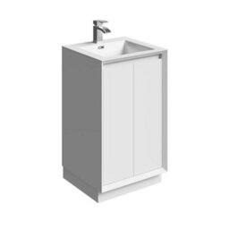 Plum&clay Luna Gloss White Floor Standing Vanity Unit & Resin Basin Set Bathroom Furniture (W)500mm (H)855mm