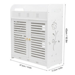 Bathroom White Cabinet Storage Shelf Double Door Cupboard Wall Mounted Furniture - thumbnail 2