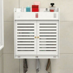 Bathroom White Cabinet Storage Shelf Double Door Cupboard Wall Mounted Furniture - thumbnail 4