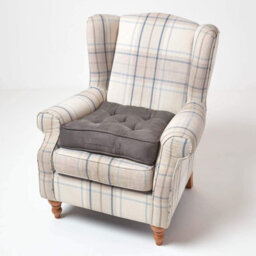 Homescapes Taupe Grey Faux Suede Armchair Booster Cushion - thumbnail 7