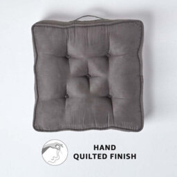 Homescapes Taupe Grey Faux Suede Armchair Booster Cushion - thumbnail 4