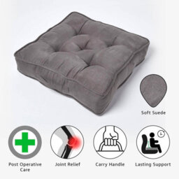 Homescapes Taupe Grey Faux Suede Armchair Booster Cushion - thumbnail 3