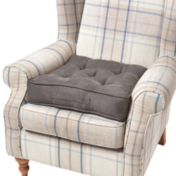 Homescapes Taupe Grey Faux Suede Armchair Booster Cushion - thumbnail 1