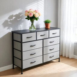 Light Grey 9 Drawers Fabric Chest Of Drawers Bedroom Dresser Storage Cabinet Organizer - thumbnail 3