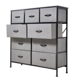 Light Grey 9 Drawers Fabric Chest Of Drawers Bedroom Dresser Storage Cabinet Organizer - thumbnail 5