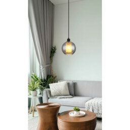 Luminosa Lighting Luminosa Ulf Dome Pendant Ceiling Light Matt Black Ball Smoke Glass Shade 1X E27 - thumbnail 5