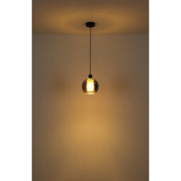 Luminosa Lighting Luminosa Ulf Dome Pendant Ceiling Light Matt Black Ball Smoke Glass Shade 1X E27 - thumbnail 4