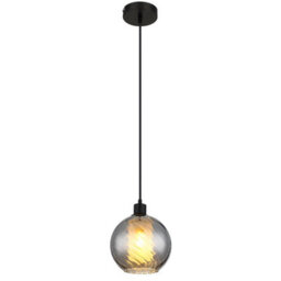 Luminosa Lighting Luminosa Ulf Dome Pendant Ceiling Light Matt Black Ball Smoke Glass Shade 1X E27 - thumbnail 1