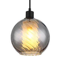 Luminosa Lighting Luminosa Ulf Dome Pendant Ceiling Light Matt Black Ball Smoke Glass Shade 1X E27 - thumbnail 3