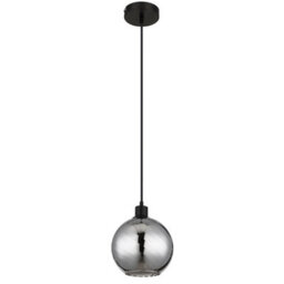 Luminosa Lighting Luminosa Ulf Dome Pendant Ceiling Light Matt Black Ball Smoke Glass Shade 1X E27 - thumbnail 2