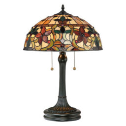 Elegant 2-Bulb Tiffany Style Table Lamp With Vintage Bronze Finish