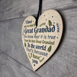 Red Ocean Great Grandad Ornament Wooden Heart Christmas Gift Grandad Announcement Plaque Sign Birthday Keepsake - thumbnail 7