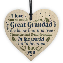 Red Ocean Great Grandad Ornament Wooden Heart Christmas Gift Grandad Announcement Plaque Sign Birthday Keepsake - thumbnail 1