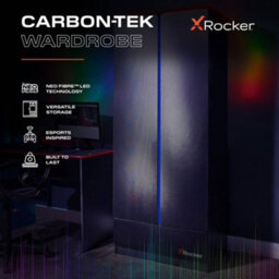 X Rocker Carbon-Tek Led 2-Door Wardrobe With Drawer - Grey / Blue Rgb - thumbnail 2