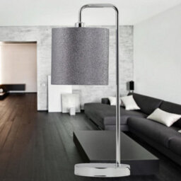 First Choice Lighting Set Of 2 Chrome Arched Table Lamps With Grey Glitter Shades - thumbnail 8