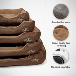 Medium Dog Bed In Faux Leather Fur Fleece Actiaspet - thumbnail 2