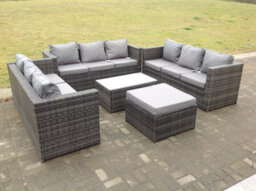 Fimous Outdoor Rattan Garden Furniture Lounge Sofa Set With Oblong Coffee Table With Big Footstool - thumbnail 2