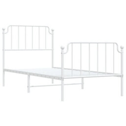 Berkfield Metal Bed Frame Without Mattress With Footboard White 90X200Cm - thumbnail 4