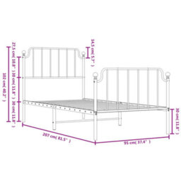 Berkfield Metal Bed Frame Without Mattress With Footboard White 90X200Cm - thumbnail 9