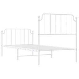 Berkfield Metal Bed Frame Without Mattress With Footboard White 90X200Cm - thumbnail 7