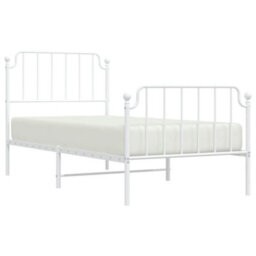 Berkfield Metal Bed Frame Without Mattress With Footboard White 90X200Cm - thumbnail 3