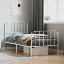 Berkfield Metal Bed Frame Without Mattress With Footboard White 90X200Cm - thumbnail 1
