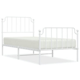 Berkfield Metal Bed Frame Without Mattress With Footboard White 90X200Cm - thumbnail 2