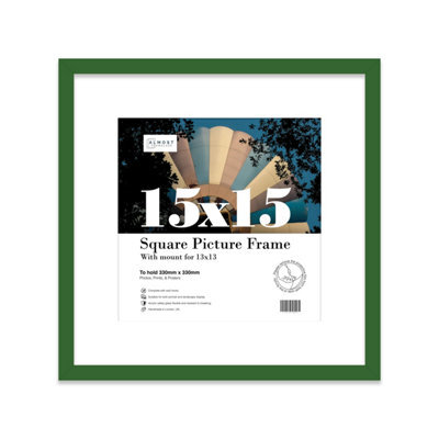 "15X15"" Green Picture Frame - 15X15"" Square Frame With 13X13"" Mount For 15X15""/13X13"" Pictures Luxurious Style Thin Edge, 1 Pack" - image 1