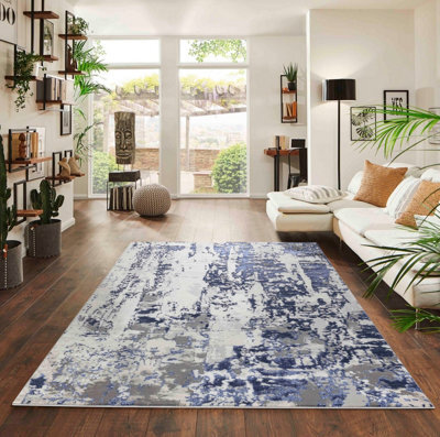 Smart Living Modern Carved Area Rug, Living Room Carpet, Kitchen Floor, Bedroom Soft Rugs 120Cmx170Cm -Emperor(320 Styra Navy) - image 1