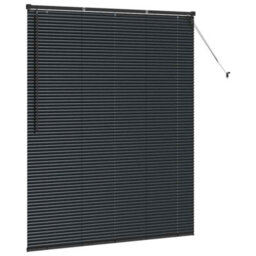 Berkfield Window Blind With Curtains Manual Black Aluminium - thumbnail 5