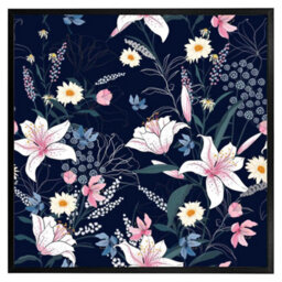 "Andrew Lee Tropical White & Pink Flowers (Picutre Frame) / 12X12"" / Oak" - thumbnail 9