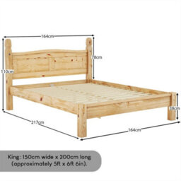 Corona King Size Bed 5Ft Low Foot End Mexican Solid Pine Frame Bedroom Furniture - thumbnail 2