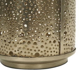 Beliani Gold Iron Lantern 25Cm Pillar Candle Holder With Perforated Design, Freestanding Decorative Lantern - thumbnail 6