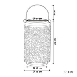 Beliani Gold Iron Lantern 25Cm Pillar Candle Holder With Perforated Design, Freestanding Decorative Lantern - thumbnail 4
