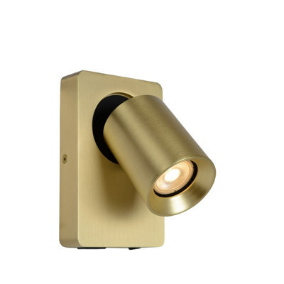 Lucide Nigel Modern Wall Spotlight - Led Dim. - Gu10 - 1X5W 3000K - With Usb Charging Point - Matt Gold, Brass - image 1