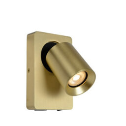 Lucide Nigel Modern Wall Spotlight - Led Dim. - Gu10 - 1X5W 3000K - With Usb Charging Point - Matt Gold, Brass - thumbnail 1