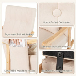 Rocking Chair Upholstered Glider Rocker W/high Backrest - thumbnail 4