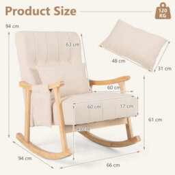 Rocking Chair Upholstered Glider Rocker W/high Backrest - thumbnail 2