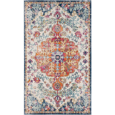 Livabliss Harput-Vintage Blue Orange Yellow Grey Traditional Boho Living Dining Bedroom Rug 80 X 150 Cm Easy Care, Non Shedding - image 1