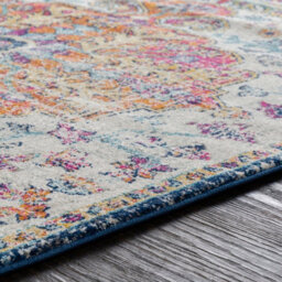 Livabliss Harput-Vintage Blue Orange Yellow Grey Traditional Boho Living Dining Bedroom Rug 80 X 150 Cm Easy Care, Non Shedding - thumbnail 3