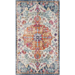 Livabliss Harput-Vintage Blue Orange Yellow Grey Traditional Boho Living Dining Bedroom Rug 80 X 150 Cm Easy Care, Non Shedding - thumbnail 1
