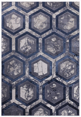 Hexagon Geometric Modern Abstract Cotton Backing Easy To Clean Rug For Living Room Bedroom And Dining Room-160Cm X 230Cm - image 1
