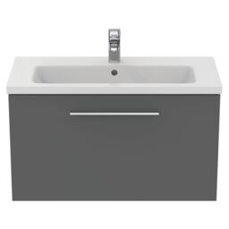 Ideal Standard I.life S Compact Matt Quartz Grey Wall-Mounted Bathroom Vanity Unit (H) 440mm (W) 800mm - thumbnail 6